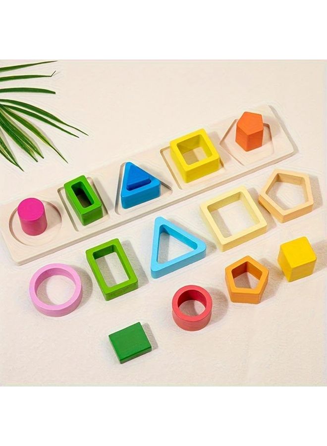 Gradient Five Sets Of Columns Wooden Sorting Stacking Toys Educational Preschool Gift - Image 4