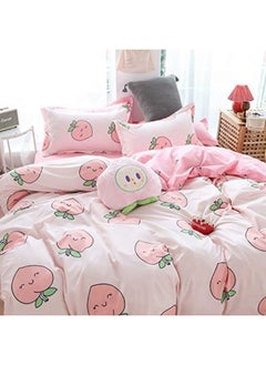 Erosebridal Cartoon Duvet Cover Set King Pink Peach Bedding Set Kid Kawaii Bedding Set Girl Lovely Peach Comforter Cover Cute Fruits Quilt Cover Tropical Plant Bedding Reversible Soft Bedspread Cover Room Decor  - Image 4