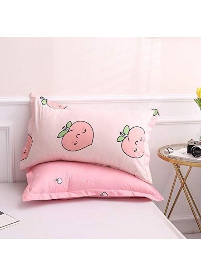 Erosebridal Cartoon Duvet Cover Set King Pink Peach Bedding Set Kid Kawaii Bedding Set Girl Lovely Peach Comforter Cover Cute Fruits Quilt Cover Tropical Plant Bedding Reversible Soft Bedspread Cover Room Decor  - Image 5