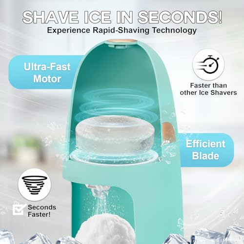 MOJOCO Shaved Ice Machine - Electric Ice Shaver Machine with Adjustable Blades for Fine & Coarse Ice - One-Press Operation Lightweight Snow Cone Maker for Slushies, Bingsu, Frozen Desserts - Image 3