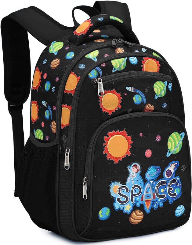 Frantic Waterproof Polyester 26 L Backpack With Pencil/Staionery Pouch School Bag Class 1 to 8 Daypack Picnic Bag For School Going Boys & Girls(RR_4Zipper_Black_Space_24_A) - Image 3