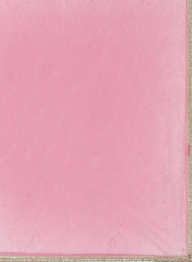 BIBA Girl's Polyester Blend Kurta, Jacket, Palazzo, Dupatta (KWSWTMT6086AW24PNK_Pink - Image 5