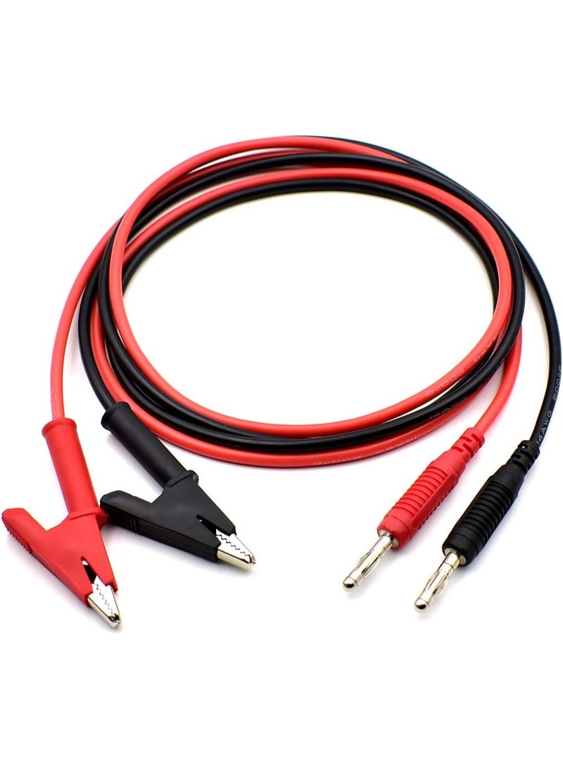 2pcs 4mm الموز المكونات إلى التمساح التمساح كليب اختبار الرصاص سلك كابل مجموعة 14AWG 1M / 3 أقدام / 39 بوصة لمؤذبذب متعدد المقاييس - Image 1