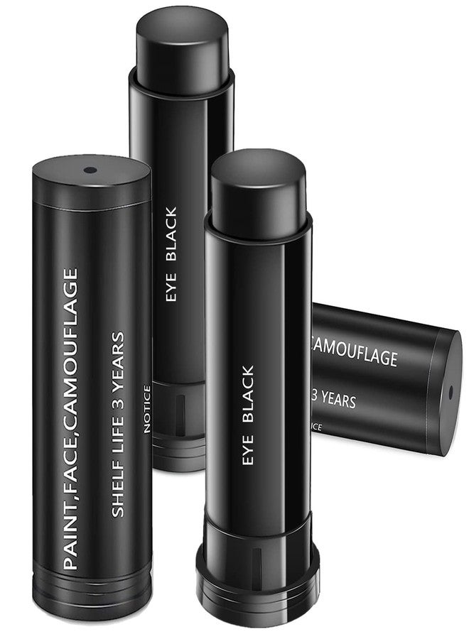 Go Ho أقلام العين السوداء Go Ho 3 قطع للرياضة، طلاء وجه البيسبول، ملحقات البيسبول/سوفتبول، شرائط العين لكرة القدم، طلاء الوجه والجسم الأسود لمكياج الهالوين - Image 1