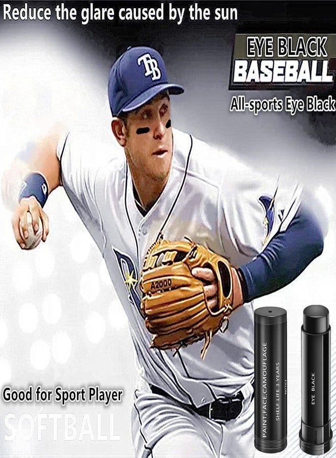 Go Ho أقلام العين السوداء Go Ho 3 قطع للرياضة، طلاء وجه البيسبول، ملحقات البيسبول/سوفتبول، شرائط العين لكرة القدم، طلاء الوجه والجسم الأسود لمكياج الهالوين - Image 3