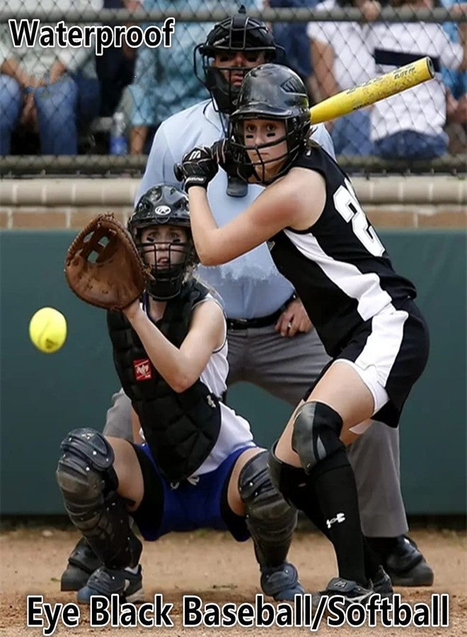 Go Ho أقلام العين السوداء Go Ho 3 قطع للرياضة، طلاء وجه البيسبول، ملحقات البيسبول/سوفتبول، شرائط العين لكرة القدم، طلاء الوجه والجسم الأسود لمكياج الهالوين - Image 4