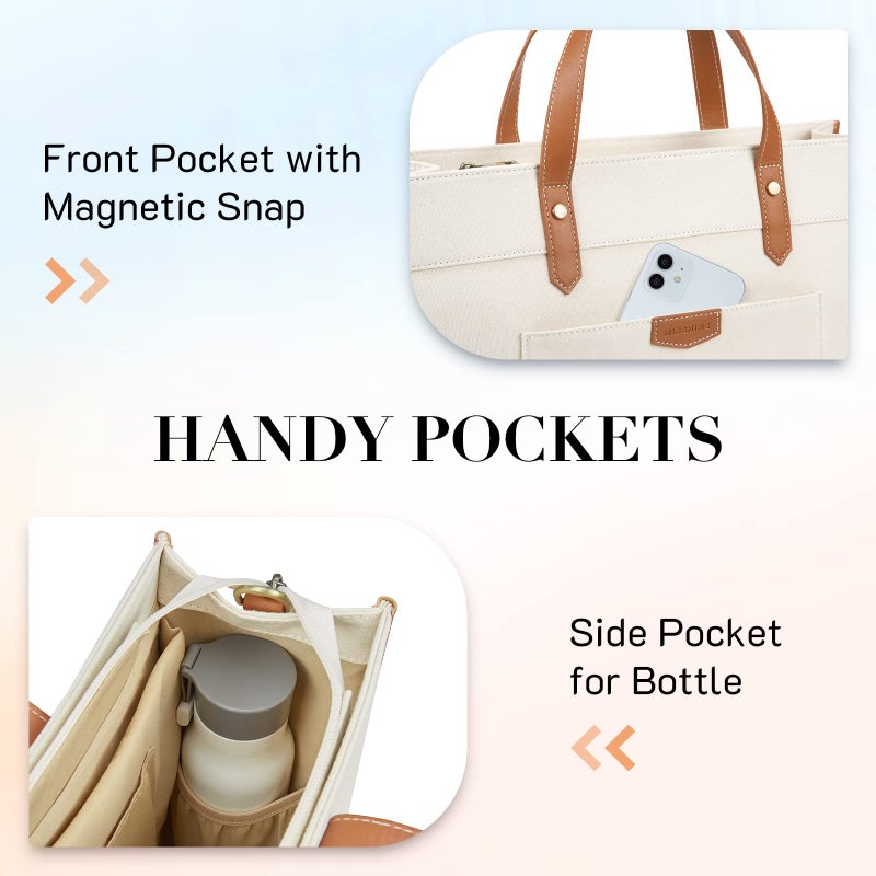 Missnine Laptop Tote Bag Canvas Laptop Bag 15.6 inch Work Shoulder Bags Casual Briefcase Handbag for Travel, Office, College - Image 4