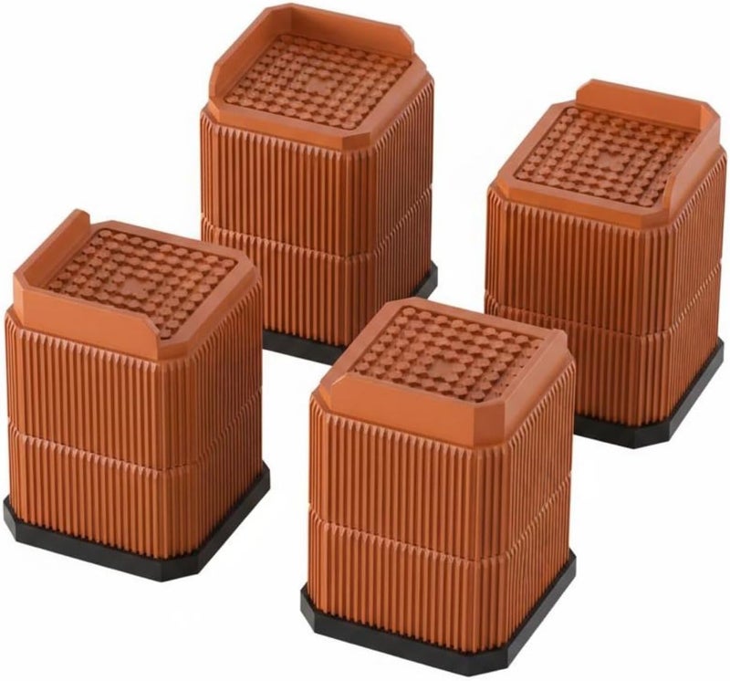 Stackable Furniture Riser Water Resistant Sofa Leg Elevator Shock Absorbing Anti-Slip Bed Riser, 9.5CM, 087 Brown L - Image 1