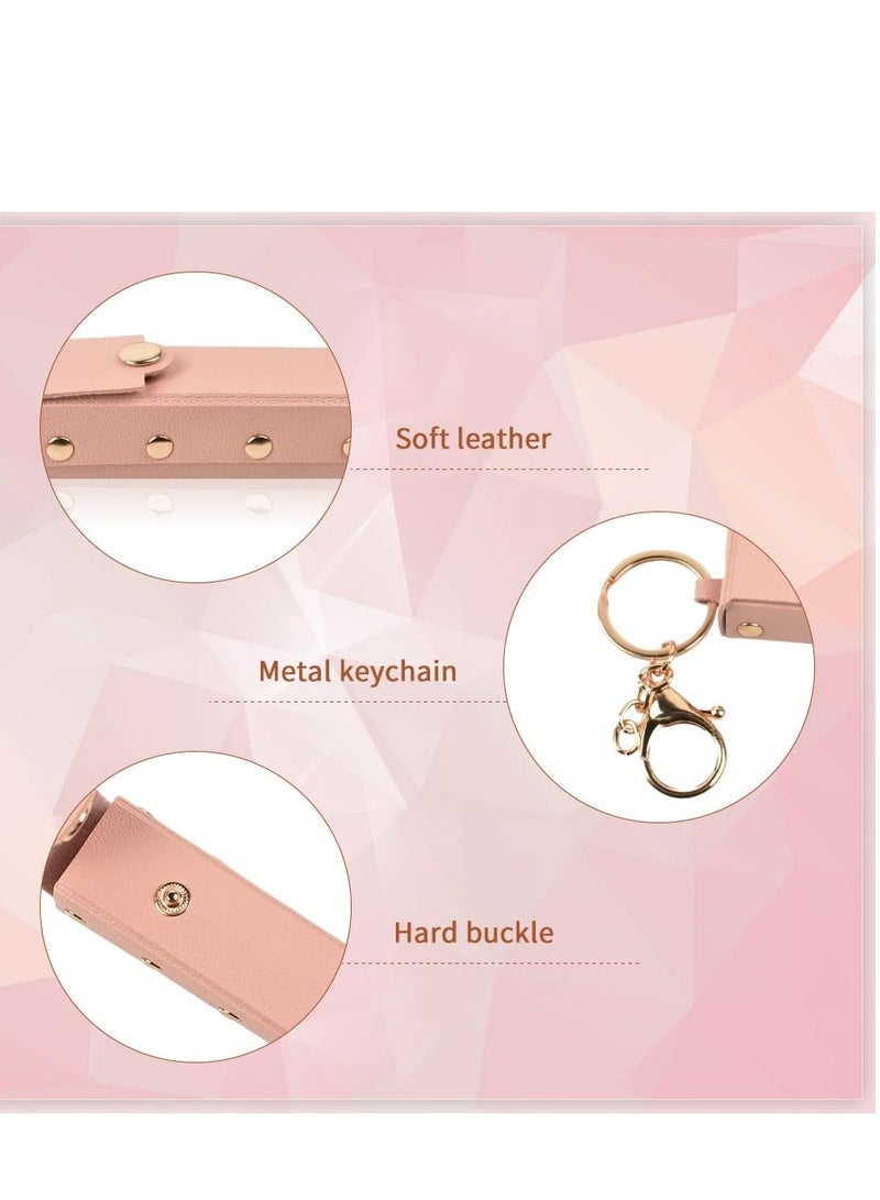Y&D 4 Pack Lipstick Cases Keychain, Portable PU Leather Chapstick Holder, Lip Gloss Chapstick, Suitable for Travel Daily Accessories (Pink, White, Brown, Black) - Image 3