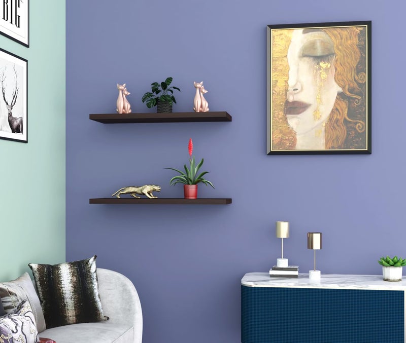 Madhuran MDF Wood Wall Mount Decorative Shelves Racks Tier 2 (Matte, Wenge) Kitchen Wall Shelf I Wooden Shelf I Storage Shelf I Shelf for Books - Image 3