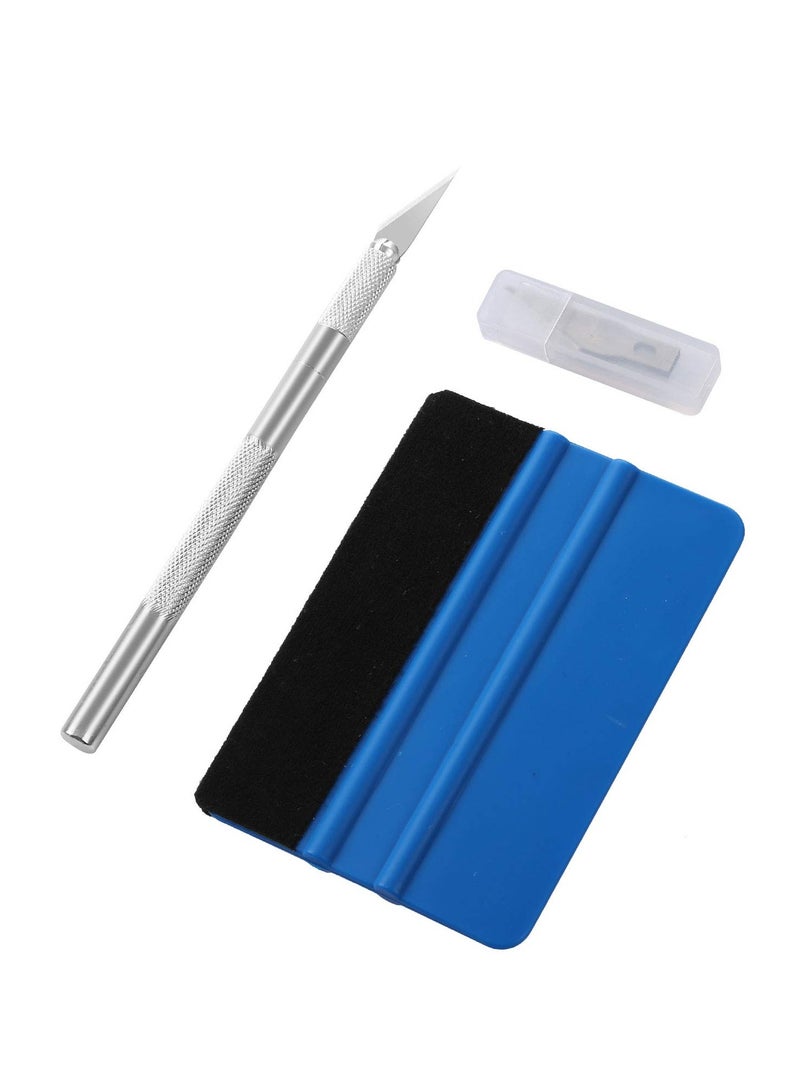 Generic Car Window Film Tinting Tools Vinyl Wrap Kit Window Tint Installation Kit Wallpaper Smoothing Tool with Felt Squeegee And Craft Knife  - Image 1