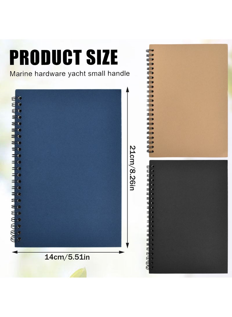 Generic A5 Spiral Notebook Set, 3-Pack, 100 Pages Per Book, Kraft Paper Cover, Lined Pages, Perfect for School and Office  - Image 2