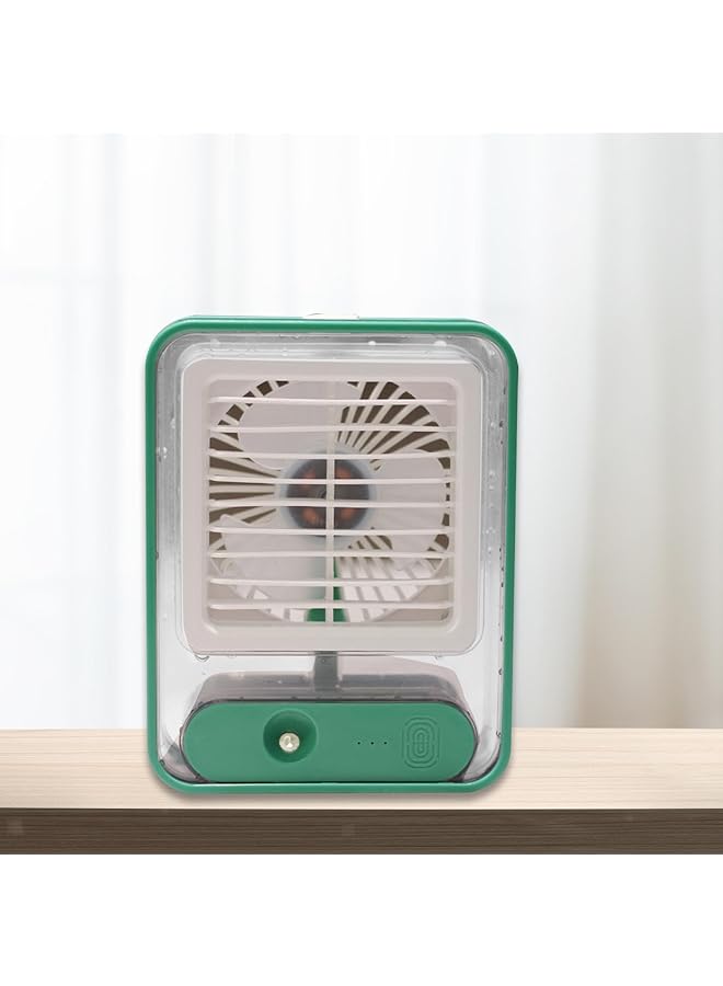 Biki Desktop Fan Air Cooler Cooling Device Quiet No Noise Battery Operation Convenience Fog Spray Home School Office 5W Green - Image 1