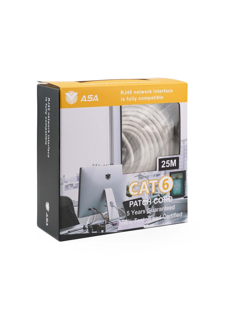 ASA High Speed CAT6 Ethernet Cable 25m, 1Gbps, with RJ45 Connector  - Image 3