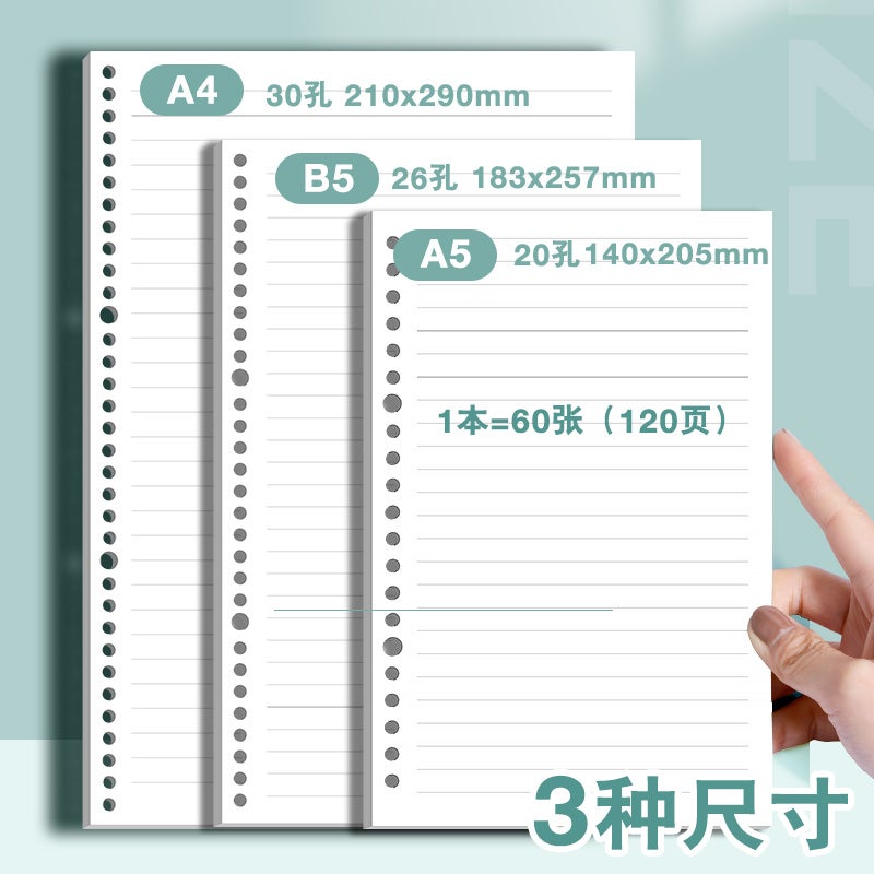 Loose-Leaf Notebook Core B5 For Core 26-Hole Loose-Leaf Paper Removable A5 Horizontal Line 20-Hole Notebook Grid Postgraduate Entrance Examination Thinking Book - Image 4