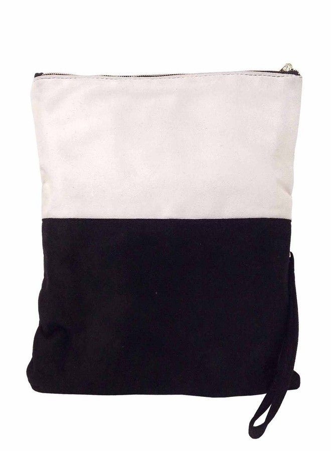 JNB Soft Faux Suede Colorblock Wristlet,Ivory Large - Image 3