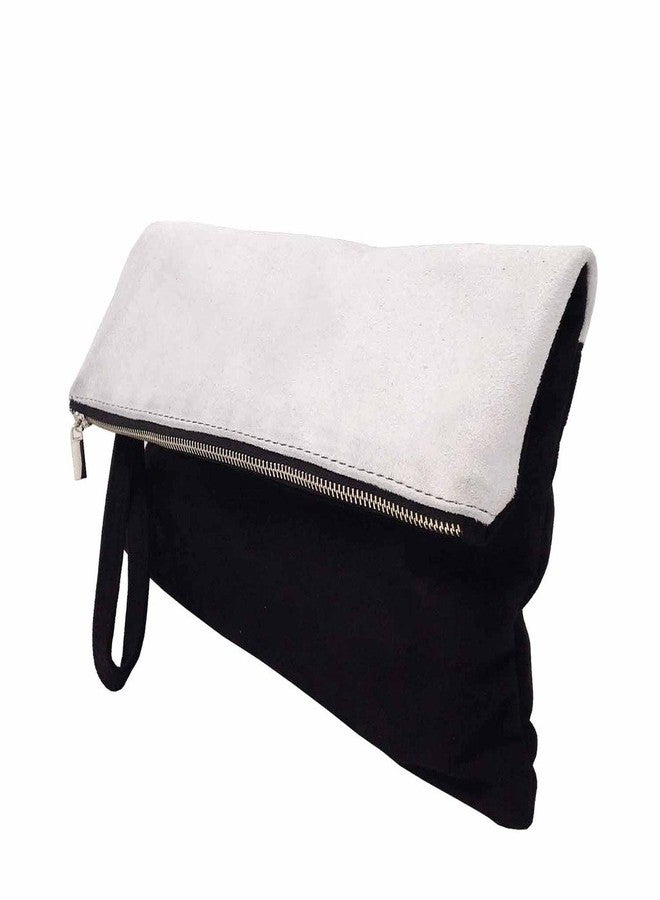 JNB Soft Faux Suede Colorblock Wristlet,Ivory Large - Image 2