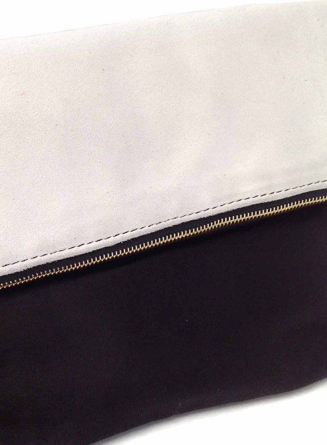 JNB Soft Faux Suede Colorblock Wristlet,Ivory Large - Image 5