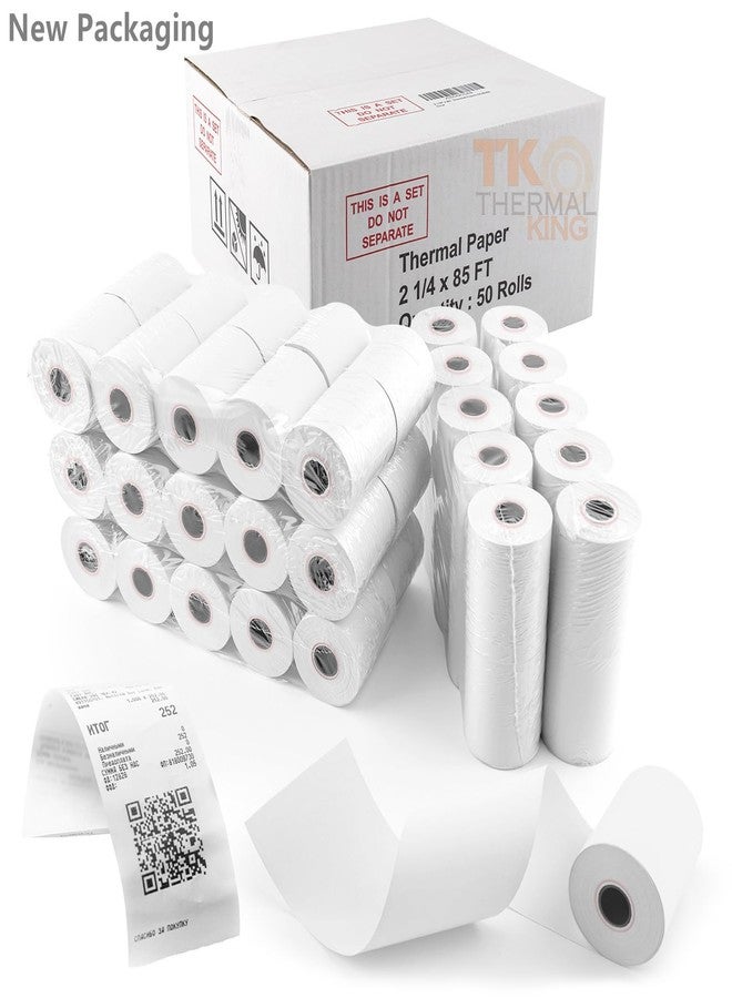TK Thermal King, (50 Rolls) 2 1/4" x 85' Thermal Paper, POS Receipt Paper for Retail Business Cash Register, Fits Most Credit Card Terminal - Image 2