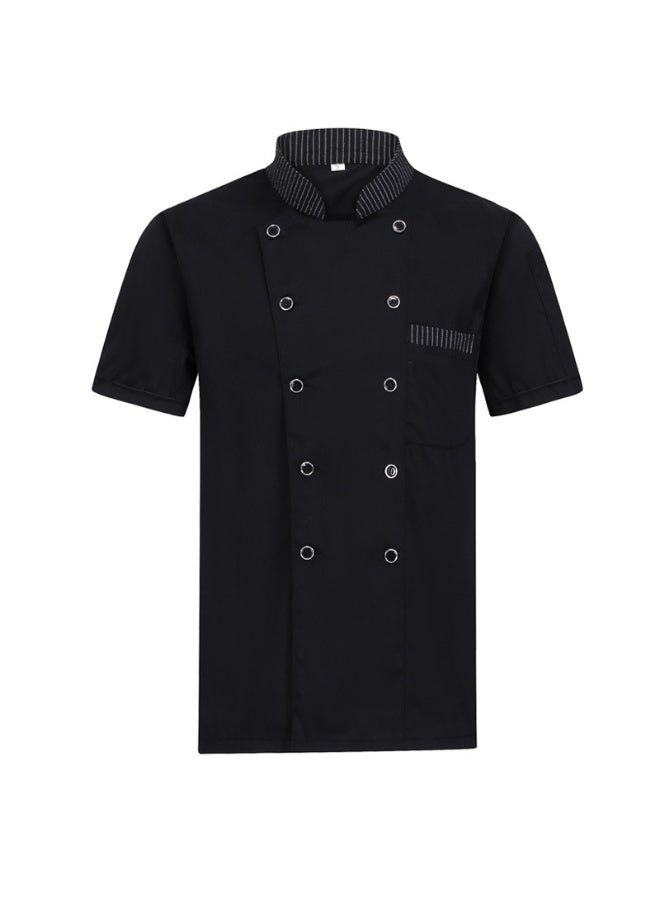 NIBEMINENT Men Women Restaurant Kitchen Chef Uniform Short Sleeves Chef Jacket Works Clothes Canteen Cake Shop Cafe Shirt Cooking Costume - Image 1