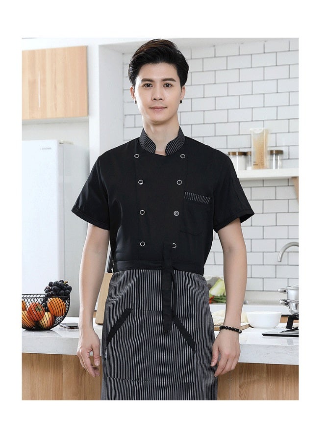NIBEMINENT Men Women Restaurant Kitchen Chef Uniform Short Sleeves Chef Jacket Works Clothes Canteen Cake Shop Cafe Shirt Cooking Costume - Image 4