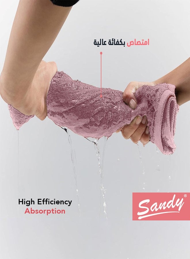 ساندي طقم مناشف حمام ساندي بجودة الفنادق قطن 100% صنعت في مصر، ناعمة وسريعة الجفاف وعالية الامتصاص (عبوة من قطعتين - 70 × 140 سم) - زهري - Image 4