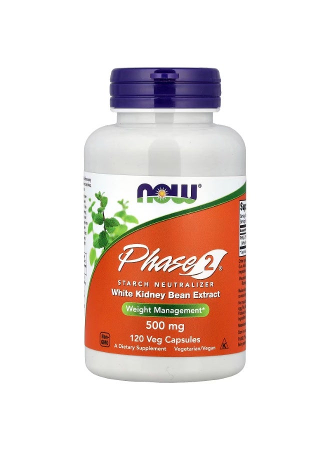 ناو Phase 2® ، محايد النشاء ، 500 ملجم ، 120 كبسولة نباتية - Image 1