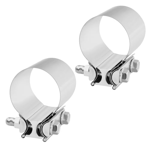 BIGREAT T304 Stainless Steel 2 Inch Exhaust Clamp2 Inch Butt Joint Exhaust Seal Band Clamp Sleeve Coupler Universal For Exhaust System 2PCS Polished - Image 1