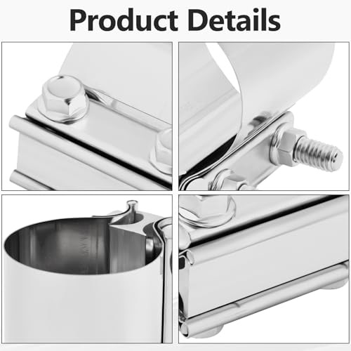 BIGREAT T304 Stainless Steel 2 Inch Exhaust Clamp2 Inch Butt Joint Exhaust Seal Band Clamp Sleeve Coupler Universal For Exhaust System 2PCS Polished - Image 5