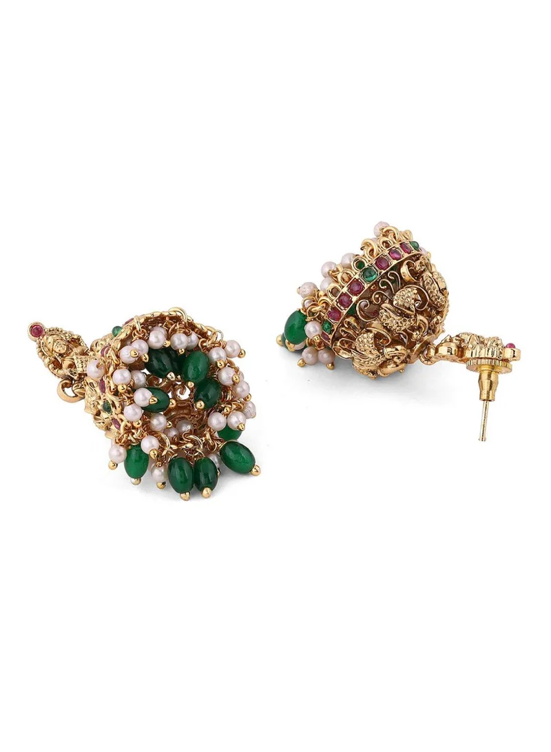 Priyaasi Stone Studded  Beaded Matte Elegance Goddess Jhumkas