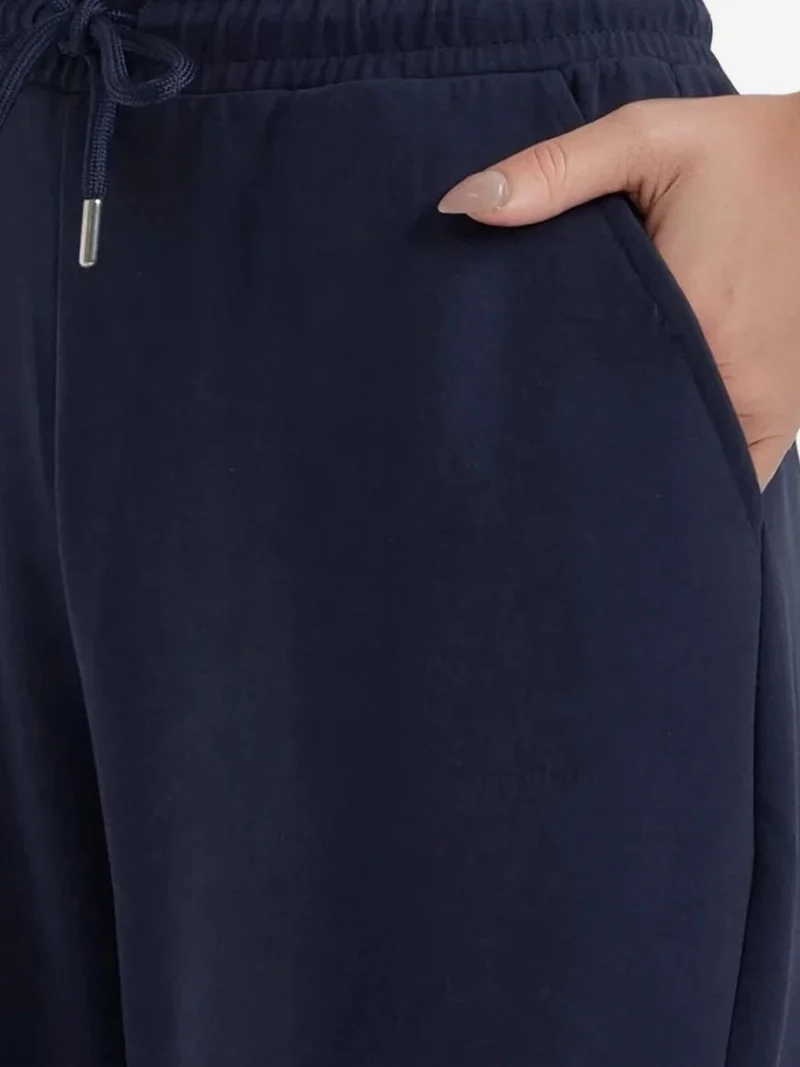 HICCUP Navy Blue Soft Modal Touch Wide Leg Sweatpants for Women | Best Price UAE
