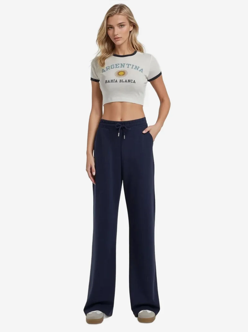 HICCUP Navy Blue Soft Modal Touch Wide Leg Sweatpants for Women | Best Price UAE