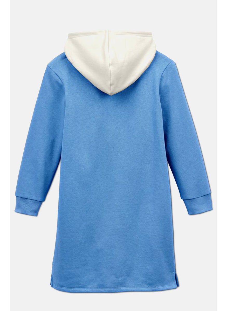 Tchibo Kids Girl Colorblock Sweatshirt Dress, White and Blue  - Image 3
