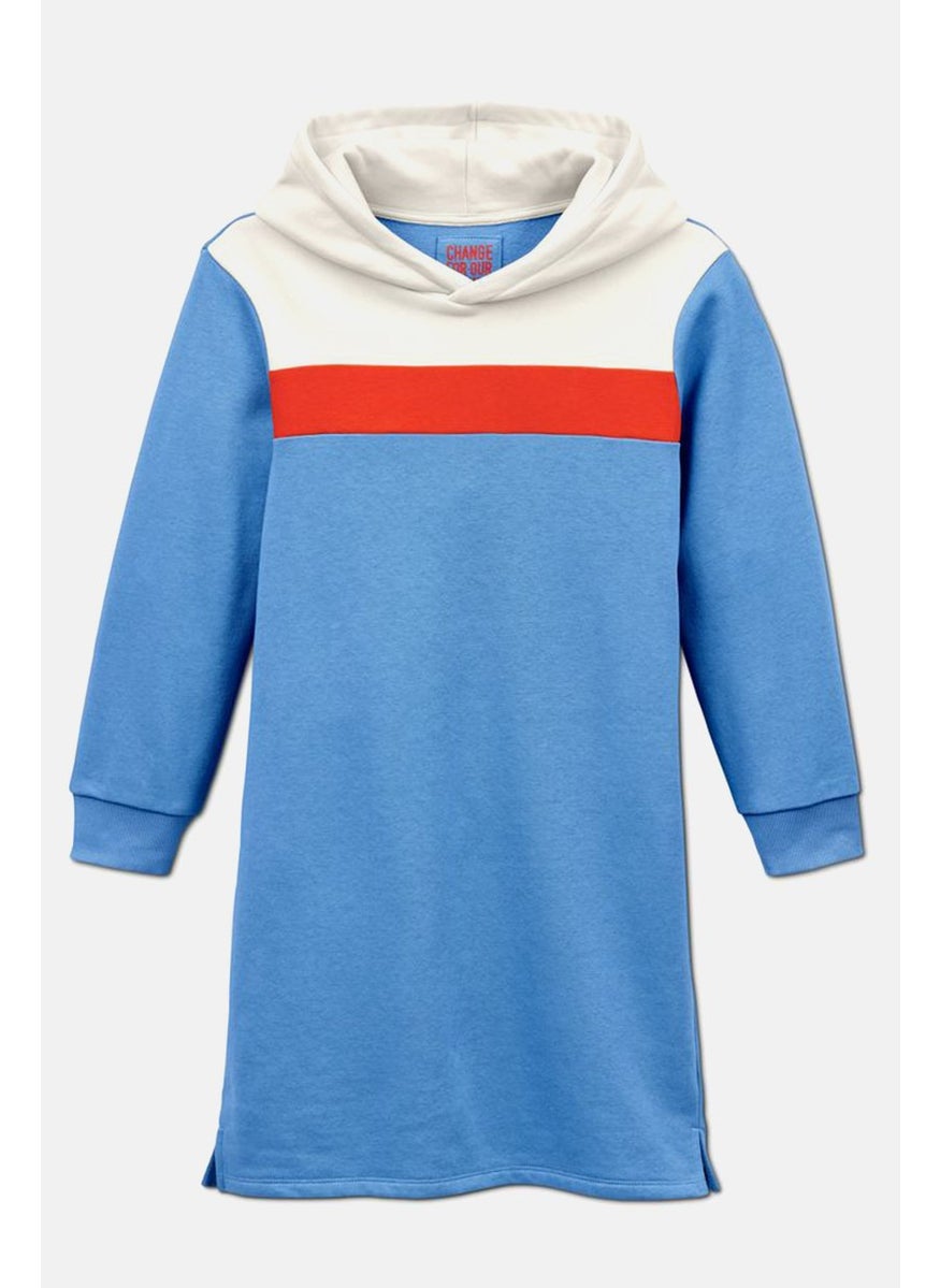 Tchibo Kids Girl Colorblock Sweatshirt Dress, White and Blue  - Image 2
