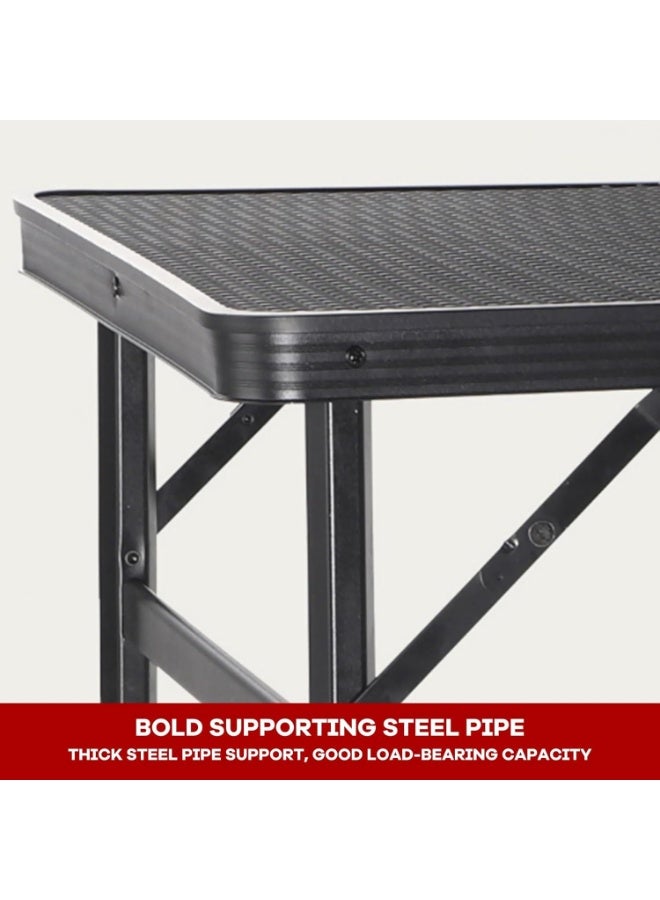 DUNISO Folding Table，Portable Lightweight Folding Camping Table with Carry Bag，Folding Iron Mesh Table with Side Mesh，Sturdy and Durable，for Camping Outdoor Picnic，40*70cm，Black - Image 4