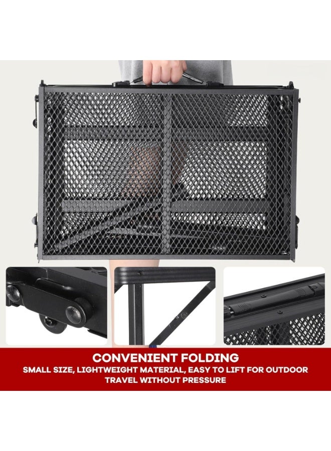 DUNISO Folding Table，Portable Lightweight Folding Camping Table with Carry Bag，Folding Iron Mesh Table with Side Mesh，Sturdy and Durable，for Camping Outdoor Picnic，40*70cm，Black - Image 5