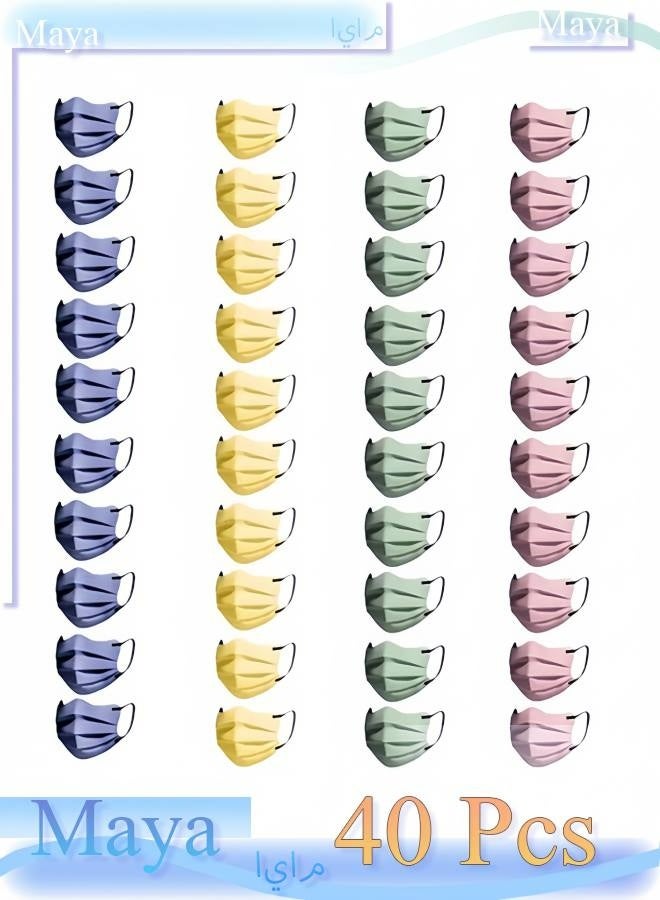 40 Pcs Masks Set, Dust Proof Sun Protection Fabric Face Covering (Colorful) - Image 1