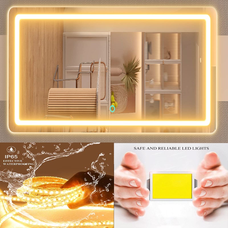 Gvnkvn Makeup Vanity Mirror with Lights 32" x 24" Large LED Makeup Mirror, Light up Mirror with 10X Magnification and USB Charging Port, with Dimmable 3 Modes, Touch Screen Control Round White - Image 4