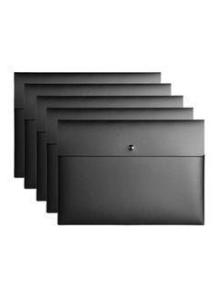 DUNISO 5 Pcs Poly File Folder Pockets File Jacket Plastic Envelope Flat Document Letter Organizer With Snap Button Closure A4 Letter Size (Black)  - Image 1