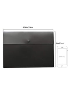 DUNISO 5 Pcs Poly File Folder Pockets File Jacket Plastic Envelope Flat Document Letter Organizer With Snap Button Closure A4 Letter Size (Black)  - Image 2