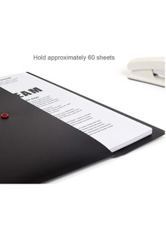 DUNISO 5 Pcs Poly File Folder Pockets File Jacket Plastic Envelope Flat Document Letter Organizer With Snap Button Closure A4 Letter Size (Black)  - Image 4
