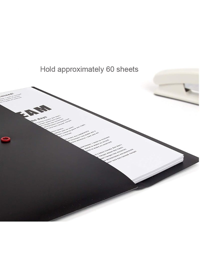 DUNISO - 5 Pcs Poly File Folder Pockets File Jacket Plastic Envelope Flat Document Letter Organizer With Snap Button Closure A4 Letter Size (Black) - Image 1