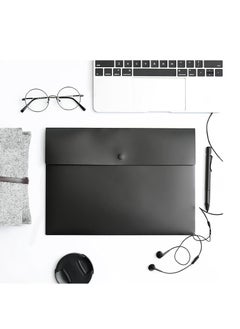 DUNISO 5 Pcs Poly File Folder Pockets File Jacket Plastic Envelope Flat Document Letter Organizer With Snap Button Closure A4 Letter Size (Black)  - Image 5