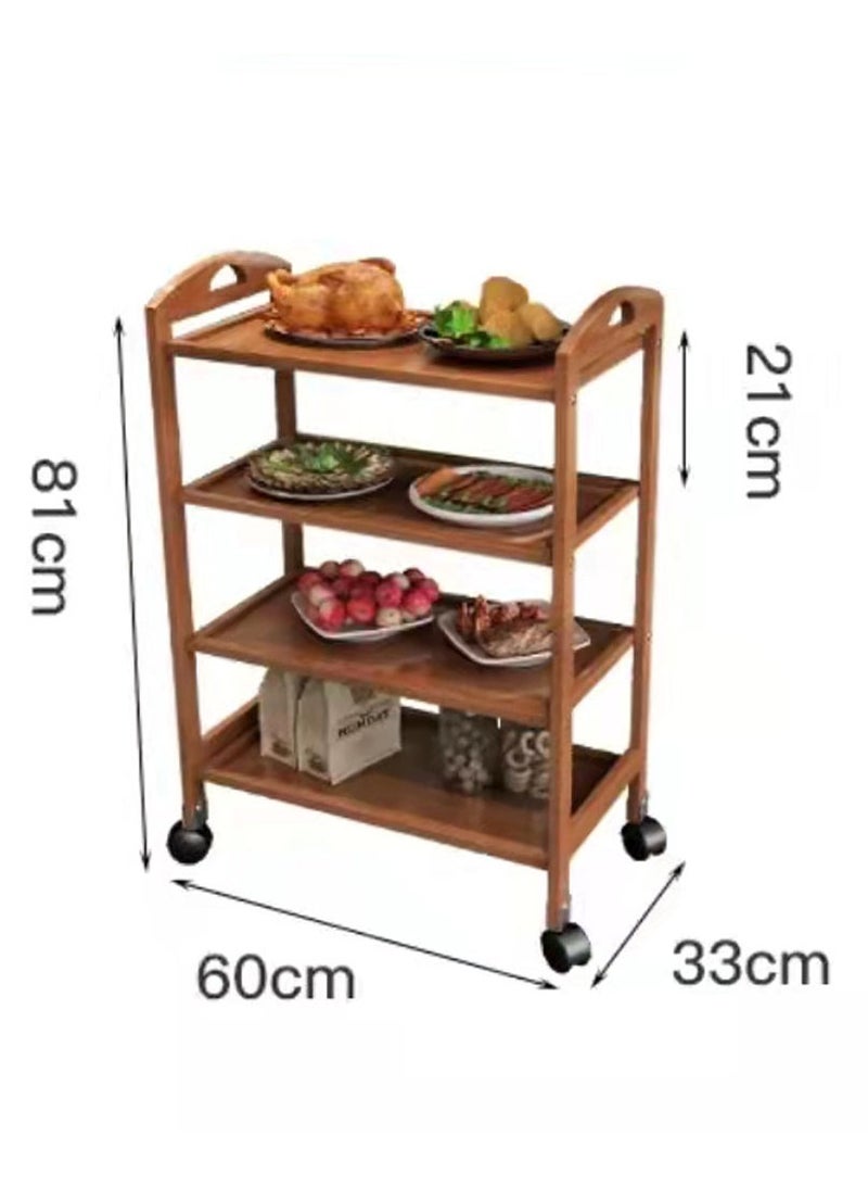 LINGWEI Rolling Storage Cart Kitchen Storage Trolley Bar Serving Cart Mobile Kitchen Serving Cart Kitchen Storage Rack Bamboo Wood Storage Organizer - Image 5