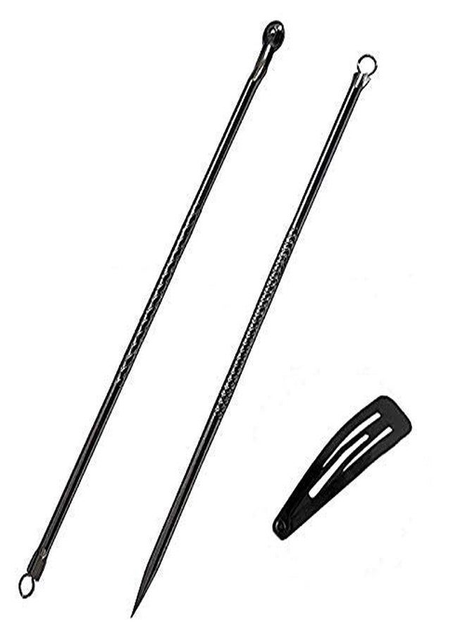 FOK 2Pc Combo Stainless Steel Blackhead & Whitehead Remover With 1 Pc Tik Tak Clip - Image 1