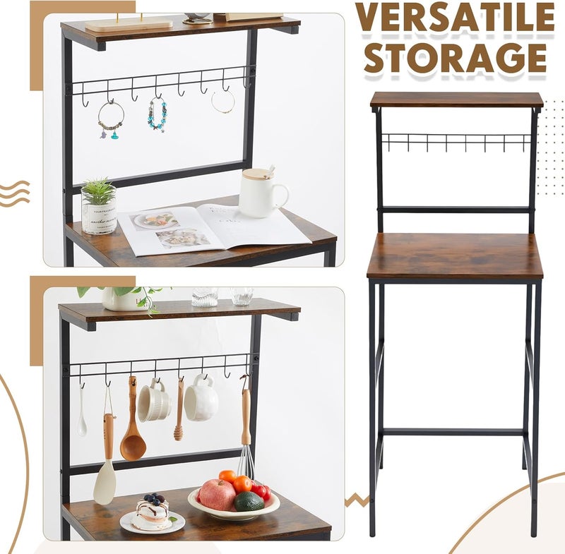 Colingmill 2-Tier Mini Fridge Cabinet with Storage Mini Fridge and Microwave Stand Shelf, Kitchen Microwave Stand Baker Rack, Utility Storage Shelf for Home Dorm Kitchen Saving, Rustic Brown - Image 5