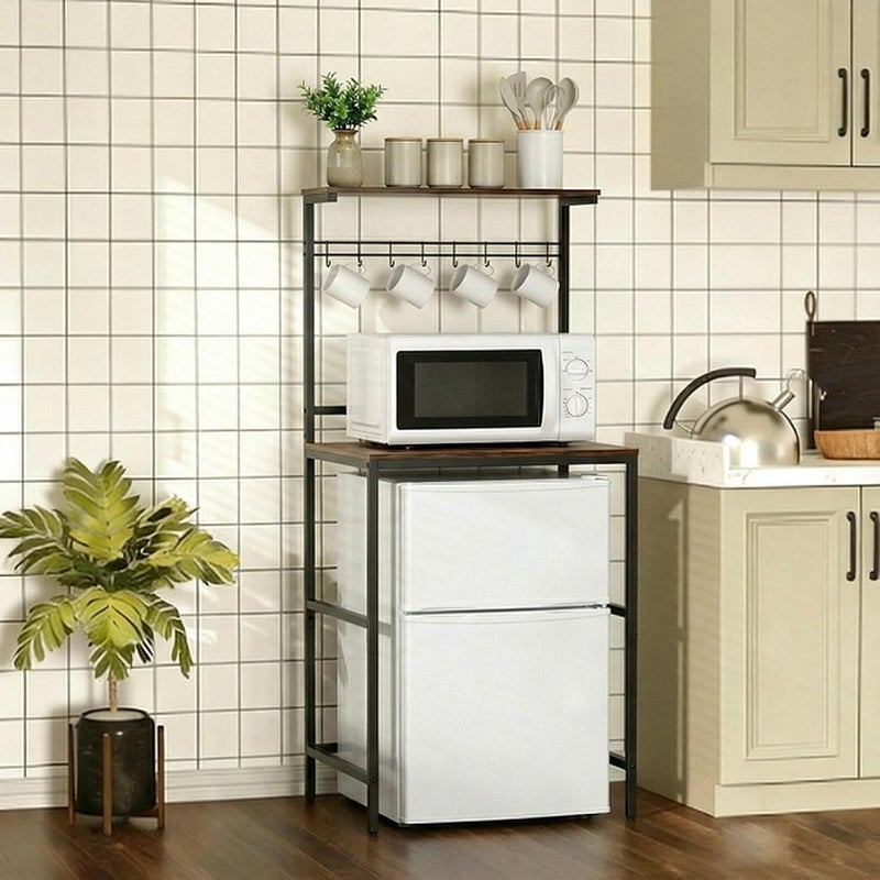 Colingmill 2-Tier Mini Fridge Cabinet with Storage Mini Fridge and Microwave Stand Shelf, Kitchen Microwave Stand Baker Rack, Utility Storage Shelf for Home Dorm Kitchen Saving, Rustic Brown - Image 4