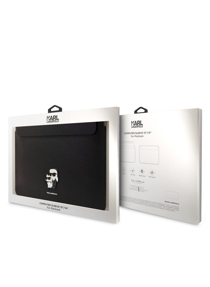 Karl Lagerfeld Saffiano Computer Sleeve with K&C NFT Logo / Fits Up to 14" Devices / High Quality Laptop Sleeve - Black  - Image 4