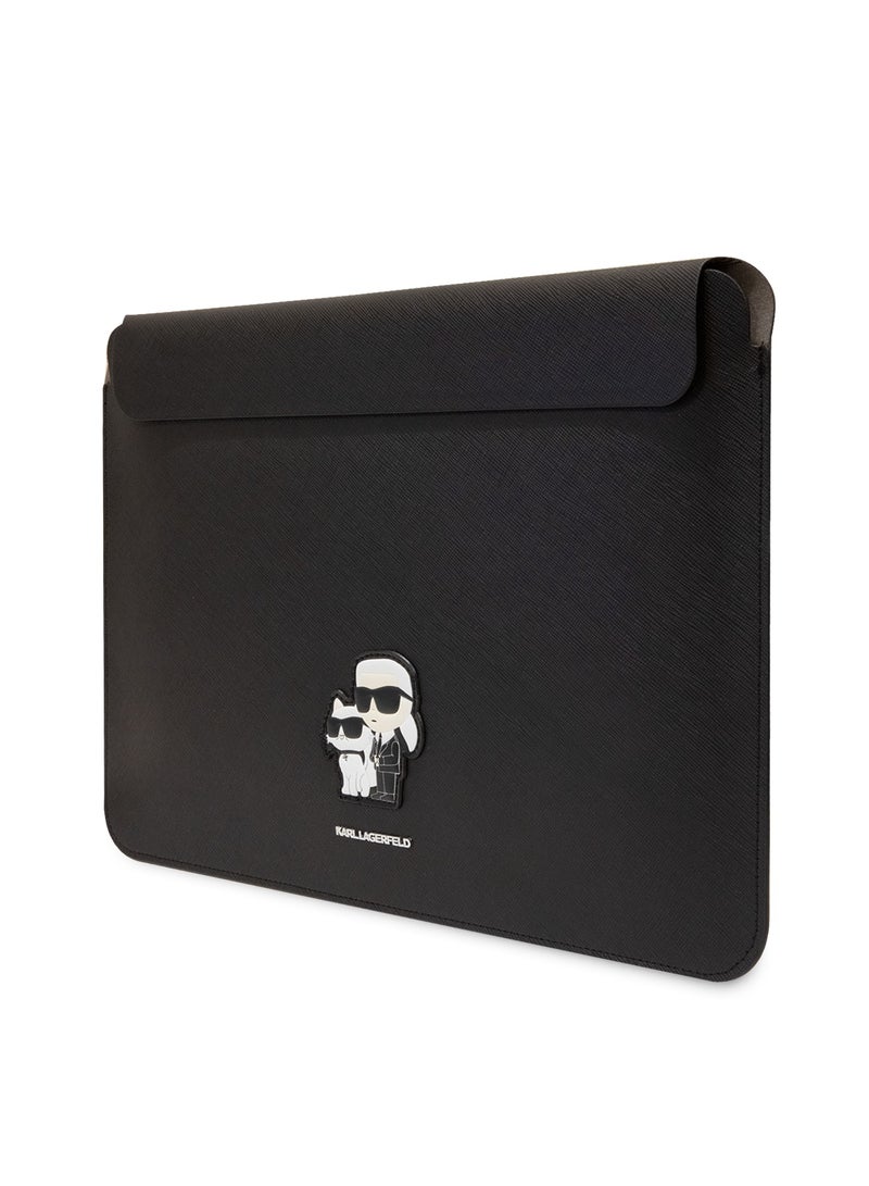 Karl Lagerfeld Saffiano Computer Sleeve with K&C NFT Logo / Fits Up to 14" Devices / High Quality Laptop Sleeve - Black  - Image 2