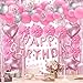 ZERODECO Pink Birthday Party Decorations Happy Birthday Banner Pompoms Balloons Pink Fringe Curtain Party Dcor for Baby Girls Women Party - Image 2